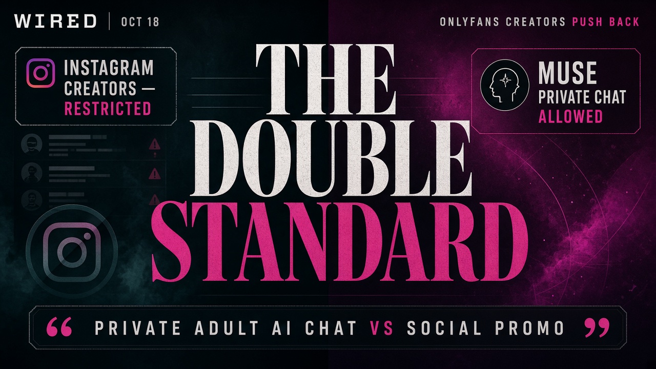 Editorial illustration of OnlyFans creators calling out Meta’s adult-AI double standard