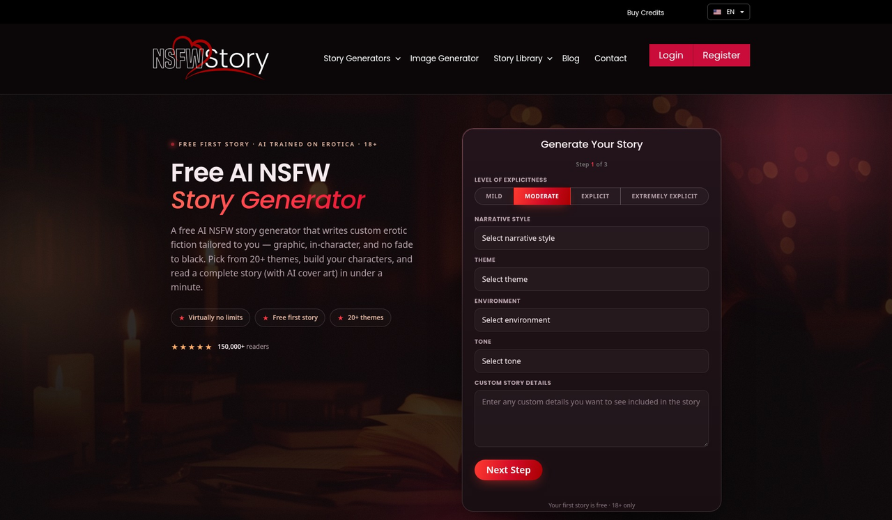 NSFWStory: One-Shot-Erotikgeschichte mit Titel, Cover, Bibliothek und Vorlesen