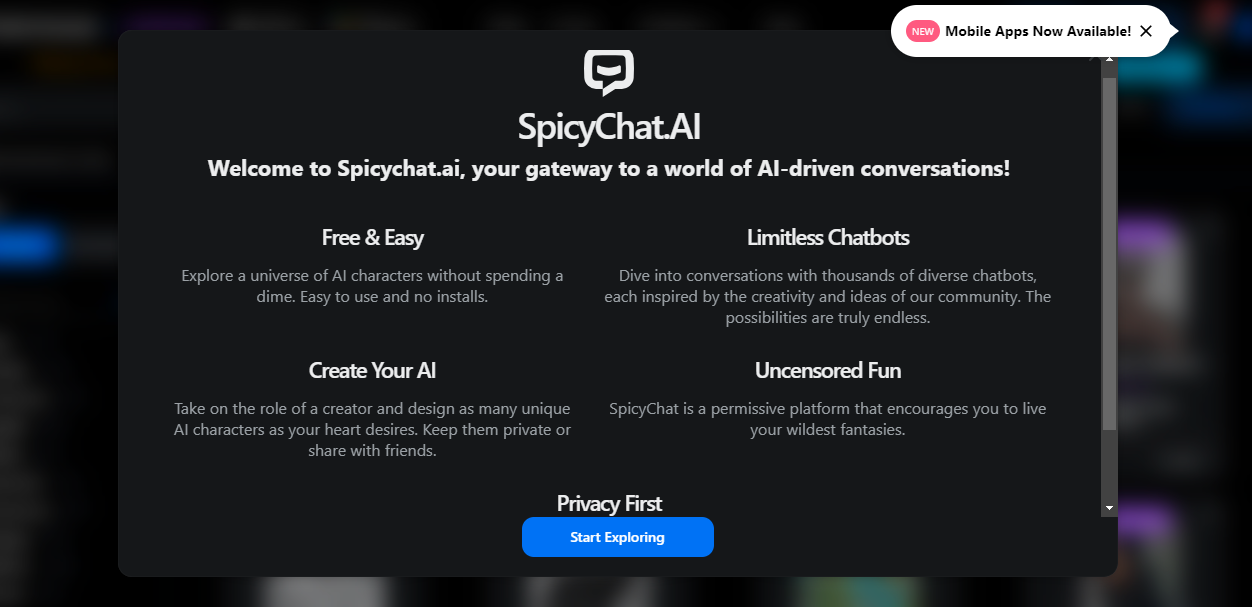 SpicyChat's character feed makes variety the first impression. The quality of the writing behind each card matters far more than the number of characters on screen.
